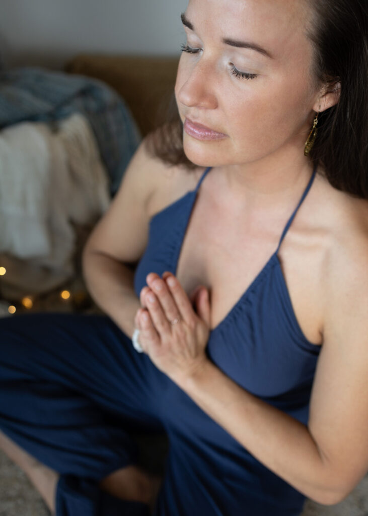 Stephanie using Reiki to relax